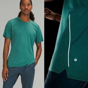 Lululemon Fast and Free Short Sleeve Shirt Heathered Teal Lagoon Mens.      13